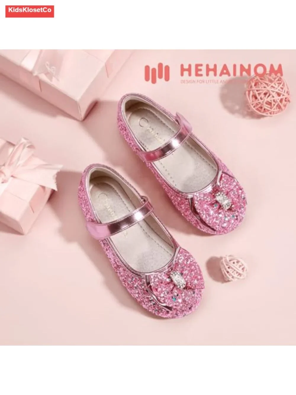 Girls Mary Jane Toddler Ballet Flats with Hook & Loop, Breathable Insole,